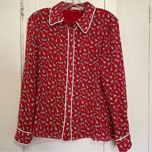 Alice + Olivia 100% Silk Queening Willa chess piece Top Size medium